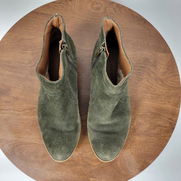 Lucky Brand Womens Brolley Bootie 7.5‎ Gray Suede Leather Zip Up Ankle Western - Picture 3 of 16